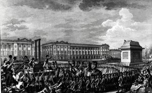 Der Tag des 21. Januar 1793: Der Tod von Ludwig XVI. (1754-93) auf dem Place de la Revolution, graviert von Isidore Stanislas Helman (1743-1809) 1793 von Charles Monnet