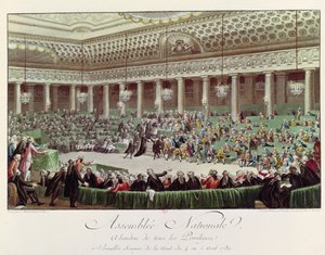 Die Nationalversammlung verzichtet auf alle Privilegien, 4. August 1789, gestochen von Helman (1743-1809) von Charles Monnet