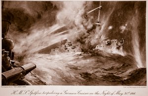 H.M.S Spitfire torpediert einen deutschen Kreuzer in der Nacht des 31. Mai
