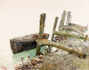 Dinghy nähert sich einem Steg