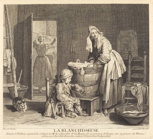 Die Wäscherin von Charles Nicolas Cochin I after Jean Siméon Chardin