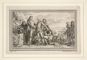 Der König bewaffnet den Dauphin in Fontenoy