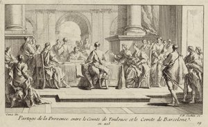 Teilung der Provence zwischen den Grafen von Toulouse und Barcelona, 1125 von Charles Nicolas II Cochin