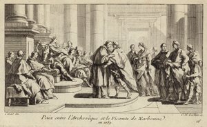 Frieden zwischen dem Bischof und dem Vizegrafen von Narbonne von Charles Nicolas II Cochin