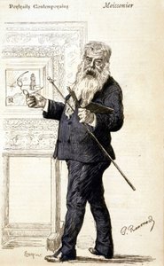 Porträt von Meissonier. Gravur aus dem späten 19. Jahrhundert