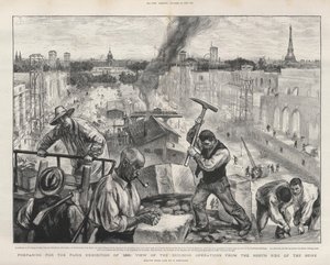 Vorbereitungen für die Pariser Ausstellung von 1900: Blick auf die Bauarbeiten von der Nordseite der Seine von Charles Paul Renouard