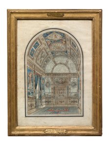 Zimmer in der Casa del Labrador, Königspalast von Aranjuez (Feder, Tinte & Aquarell auf Papier) von Charles Percier