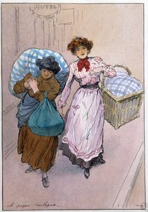 Kleine Berufe von Paris: die Bleichmaschinen. Zeichnung von Charles Pezeu dit Carlopez (20. Jahrhundert)