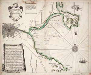Eine korrekte Karte der Stadt und des Hafens von Dublin, Irland