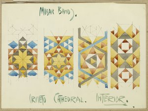 Ein Blatt mit Studien von Mosaikbändern, Orvieto-Kathedrale, 1891 von Charles Rennie Mackintosh