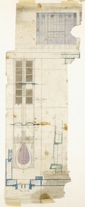 Entwurf für einen Kleiderschrank, in der Ansicht gezeigt, mit halbvollständigen Details des dekorativen Paneels (1904) von Charles Rennie Mackintosh