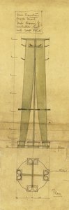 Design für einen Schirm-, Hut- und Kleiderständer, in Ansicht und Plan, ca. 1898-1899 von Charles Rennie Mackintosh