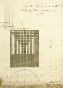 Entwurf für den Bestellschreibtischstuhl, in Ansicht und Plan gezeigt, 1904
