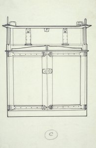 Linienzeichnung eines Möbels (ein Schrank), ca. 1910 von Charles Rennie Mackintosh