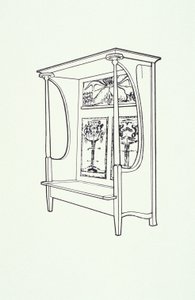 Linienzeichnung eines Möbels (ein Schrank), ca. 1910 von Charles Rennie Mackintosh