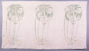 Panel mit drei stilisierten Rosenmotiven in Grün und Creme, für eine Ecke im Wohnzimmer in 14 Kingsborough Gardens, ca. 1900 von Charles Rennie Mackintosh