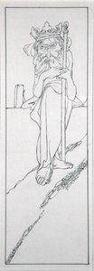 Er hielt ein Zepter in der Hand und trug eine Krone auf der Stirn, Illustration aus 