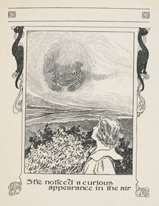 Sie bemerkte ein merkwürdiges Erscheinungsbild in der Luft. Alice und die Grinsekatze. von Charles Robinson