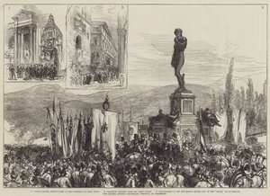 Das Michelangelo-Jubiläumsfest in Florenz (Gravur) von Charles Robinson