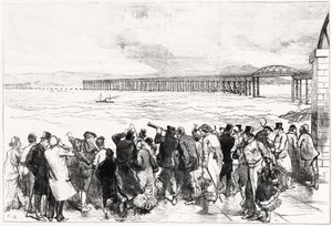 Die Tay-Brücke, wie sie am Montag, den 29. Dezember, um zehn Uhr erschien (Kupferstich)