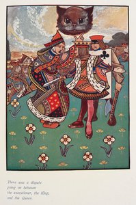 Es gab einen Streit zwischen dem Henker, dem König und der Königin. Die Grinsekatze schaute zu. von Charles Robinson