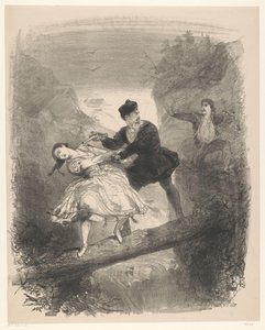 Ballettszene mit Mann und Frau über Abgrund von Charles Rochussen