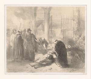 Leichen von Romeo und Julia unter trauernden Figuren von Charles Rochussen