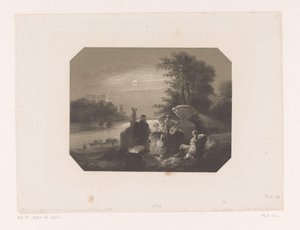 Männer und Frauen in Landschaft bei Mondlicht von Charles Rochussen