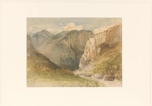 Ochsenkarren auf einem Weg zwischen den Bergen im Kanton St. Gallen von Charles Rochussen