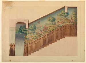 Design mit Overlay für Teil einer Treppe im Château-sur-Mer, Newport, Rhode Island