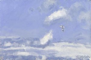 Basstölpel und Wolken, 2016 von Charles Simpson