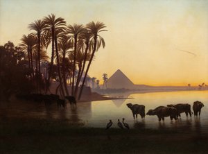 Am Nil bei Gyzeh, ca. 1850er