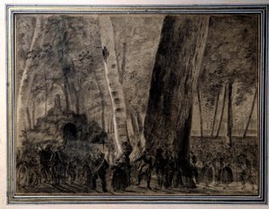 Französische Revolution: „Der Leichnam von Jean-Paul Marat (1743-1793) wird im Garten der Cordeliers beigesetzt“ Zeichnung von Charles Thevenin (1764-1838) 1793 Versailles, Musée Lambinet