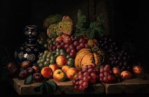 Stillleben mit Früchten und einer blauen Vase von Charles Thomas Bale