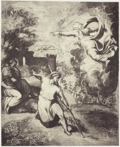 Fotoreproduktion einer Zeichnung von Raffael, Vertreibung von Adam und Eva aus dem Paradies von Charles Thurston Thompson