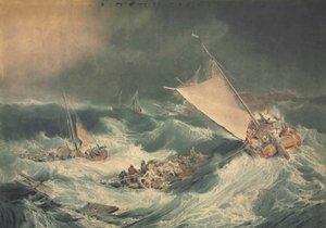 Ein Schiffswrack mit Booten, die versuchen, die Besatzung zu retten von Charles Turner