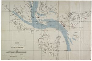 Skizze der Verteidigungen und Kanäle des Hafens von Charleston, Juni 1864 von Charles V. Bartelle