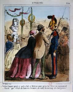 Karikatur über die Errichtung einer Gedenkstatue von Watteau, ca. 1870 von Charles Vernier