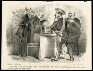 Illustration von Charles Vernier (? -1887) in Le Charivari, circa 1851-11 - Erinnerung an das Gesetz vom 31. Mai 1850 - Wahlen, Präsident der Republik, Größe, Gesetz, Wahlrecht - Thiers Adolphe, Napoleon III, Dupin Andre-Marie genannt Dupin aine (1783-1865 von Charles Vernier
