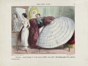 Justine, denkst du, dass ich damit genug bedeckt bin... Aus Modes pour rire, 1855-1859 von Charles Vernier