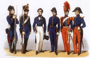 Uniformen der französischen Armee: Polytechnische Schule, Generalstab und Kavallerie von Charles Vernier