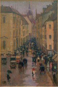 Dienerstraße in München, im Hintergrund der Turm von St. Peter von Charles Vetter