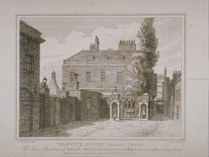 Ansicht von Warwick House, graviert von Samuel Rawle (1771-1860) und veröffentlicht von John Booth (1794-1855) 1818 von Charles Warren