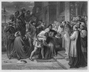Wolsey in der Abtei von Leicester, nach dem Bild in der königlichen Sammlung (Gravur)