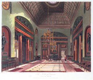 Die Eingangshalle, Carlton House, graviert von R. Reeve, veröffentlicht 1819 von W.H. Pyne