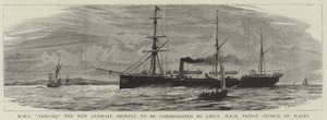 HMS Thrush, das neue Kanonenboot, das bald von Leutnant HRH Prinz George von Wales in Dienst gestellt wird von Charles William Wyllie