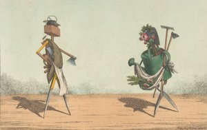 Belebte Werkzeuge, Pl. 1, gewidmet den Zimmerleuten und Gärtnern Großbritanniens von Charles Williams