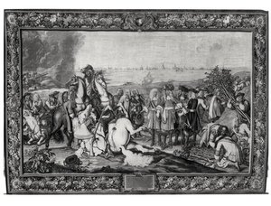 Ludwig XIV. (1638-1715) bei der Belagerung von Douai, Juli 1667, Gobelins-Werkstatt
