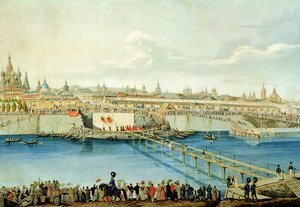 Grundsteinlegung der Moskvoretsky-Brücke in Moskau, 1830 von Charles de Hampeln