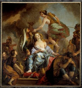 Das Opfer der Iphigenie König Agamemnon opfert seine Tochter, um den Zorn der Artemis zu besänftigen. Gemälde von Charles de Lafosse (1636-1716) 17. Jahrhundert